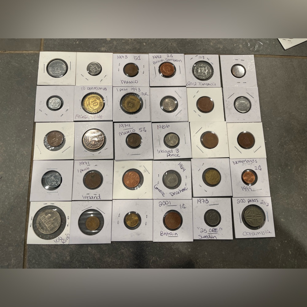 30 Foreign Coins Lot As Pictured From Estate Collection